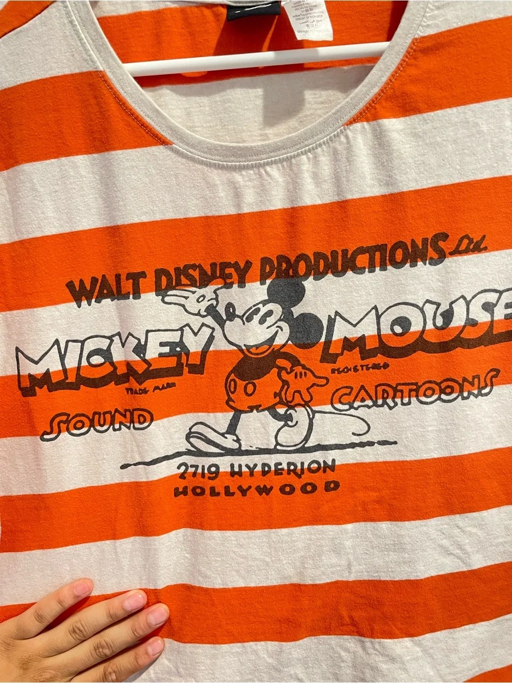Disney100 Eras Mickey Mouse Hyperion Studio Orange Stripe Tee 3XL